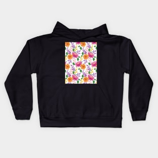 Watercolor Floral Pattern - Botanical Art Kids Hoodie